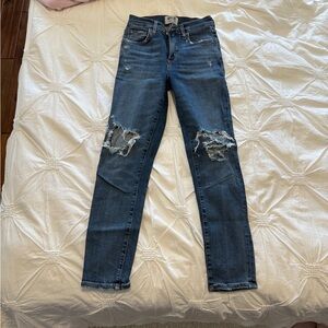 AGOLDE Dark Wash Distressed Jeans